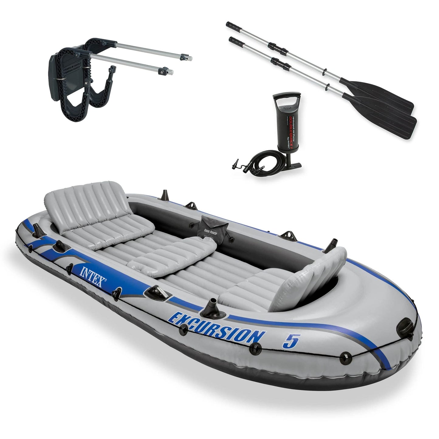 5-Person Inflatable Fishing Boat Set – Oars, Pump & Motor Mount Kit