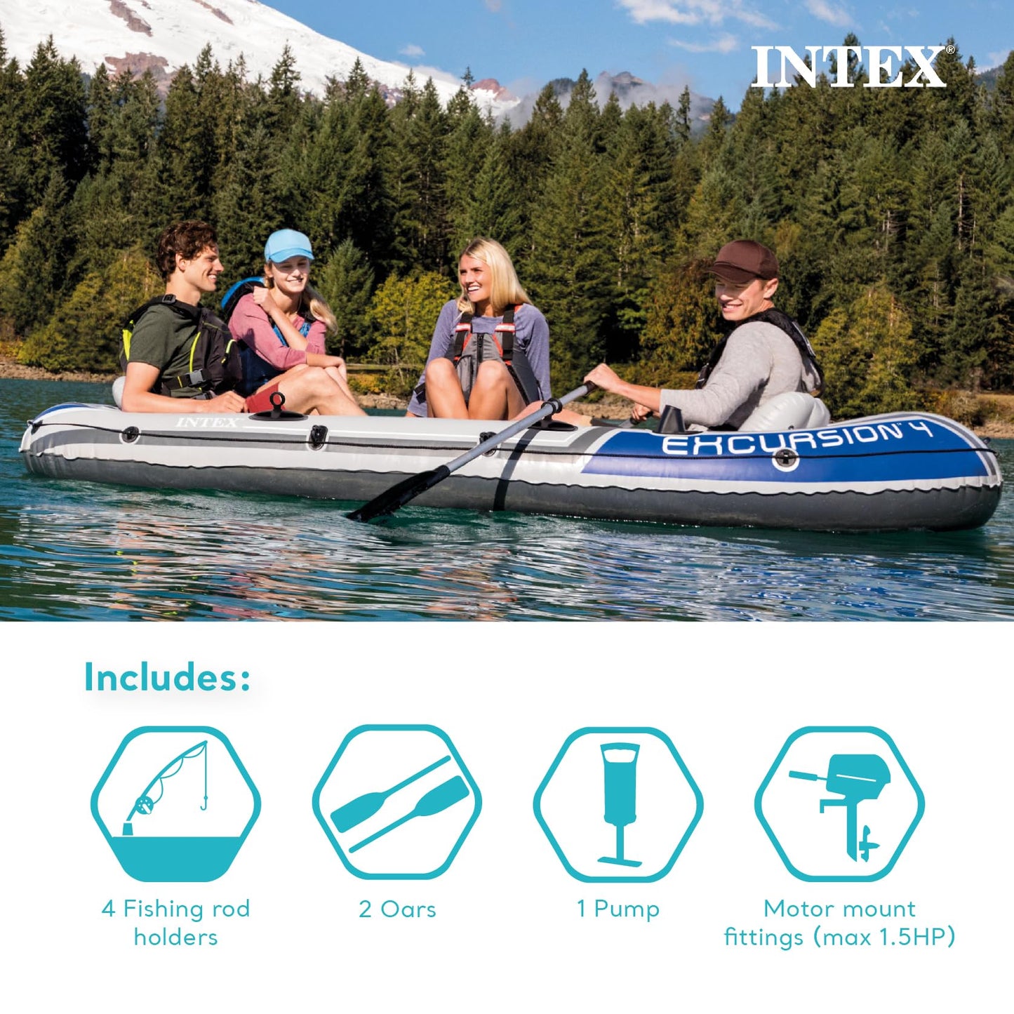 5-Person Inflatable Fishing Boat Set – Oars, Pump & Motor Mount Kit