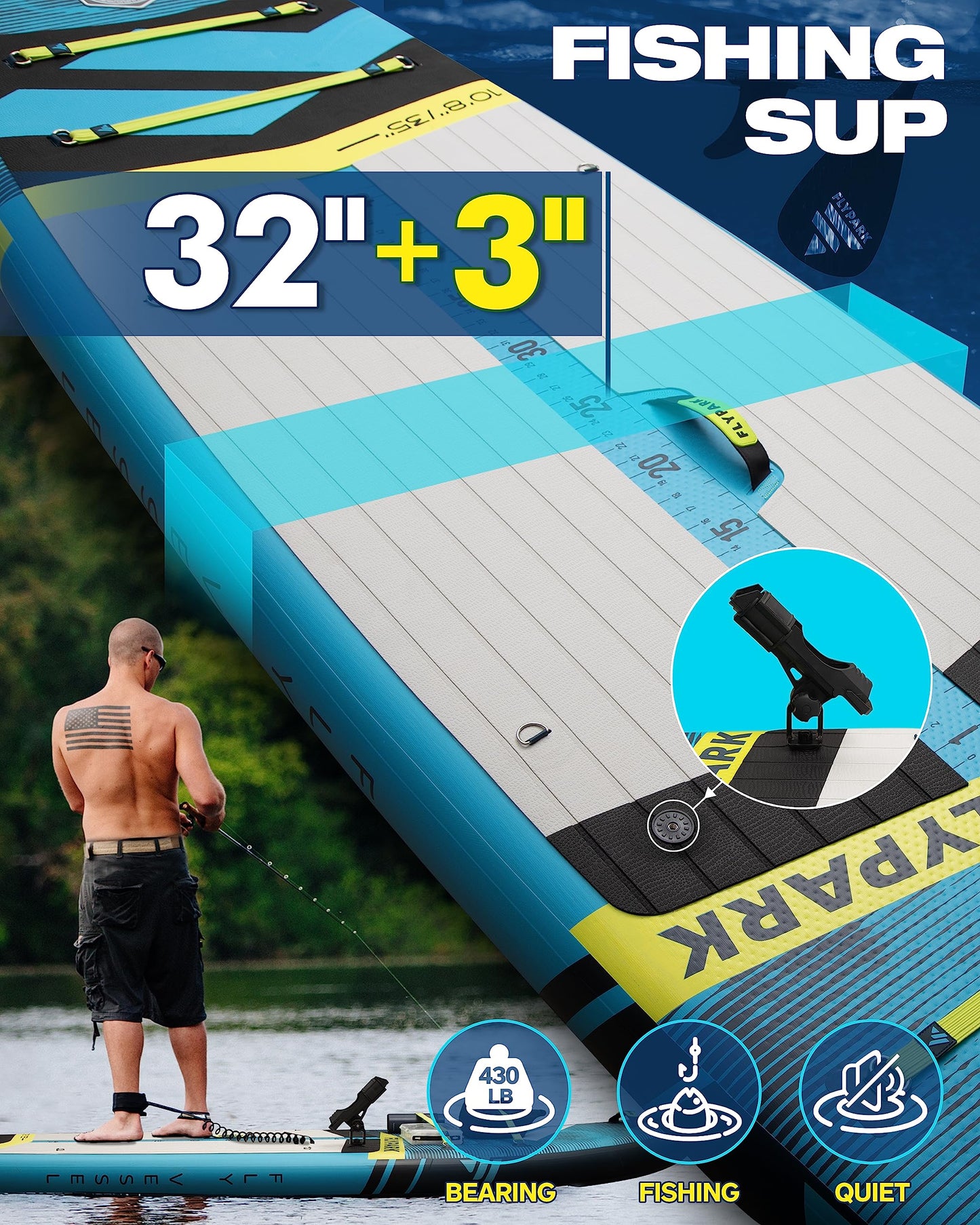 10'8-11' Extra Wide Inflatable Stand Up Paddle Board – Stable 3-Person SUP Kit