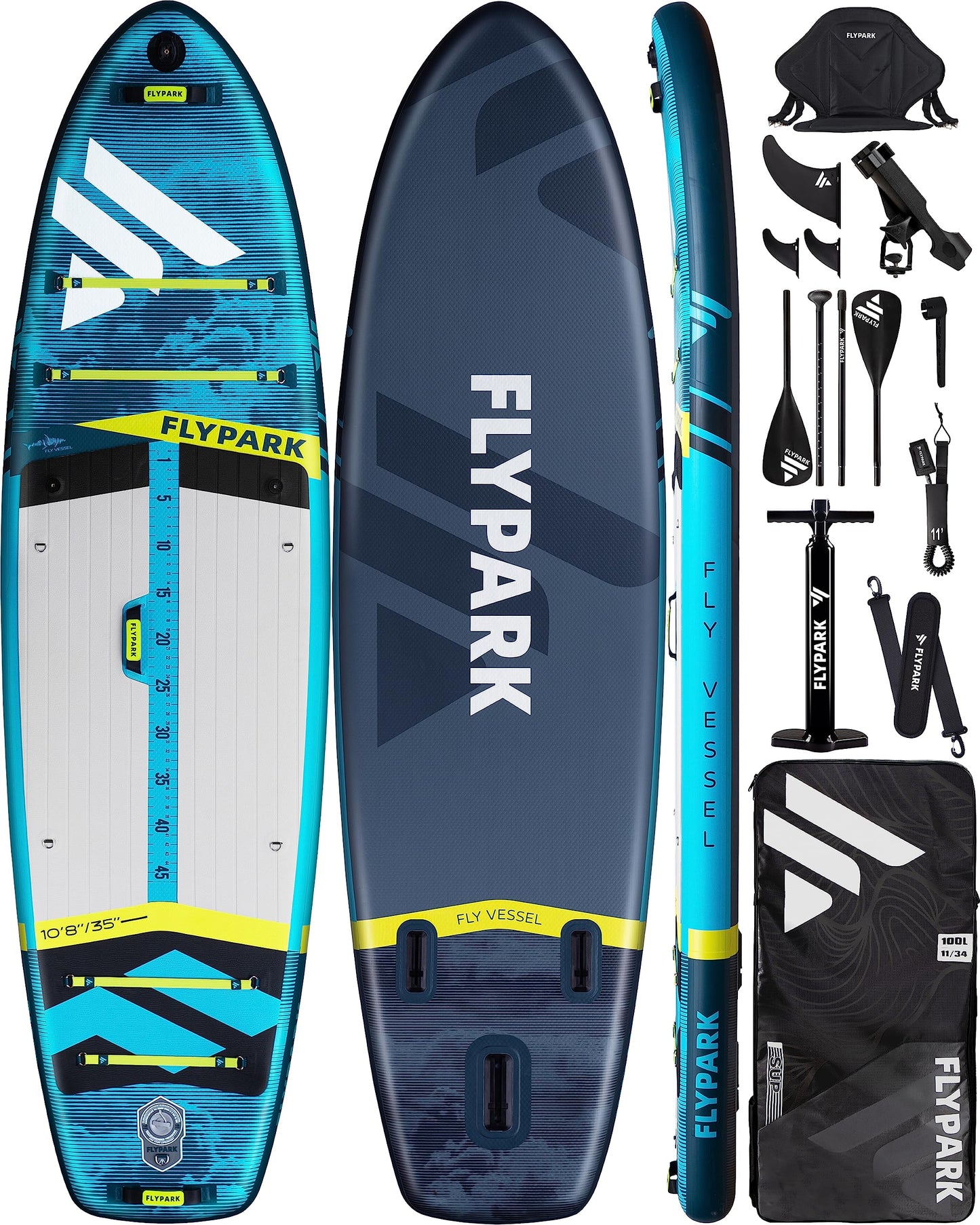 10'8-11' Extra Wide Inflatable Stand Up Paddle Board – Stable 3-Person SUP Kit